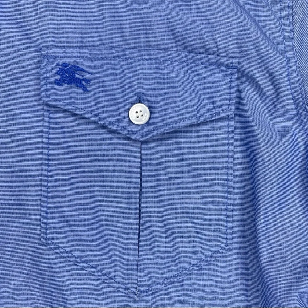 BURBERRY Men's Blue Linen Long Sleeve Button Down Shirt US S - Picture 9 of 11
